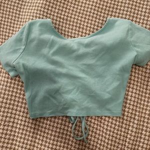 Teal Crop-Top with tie in the back
